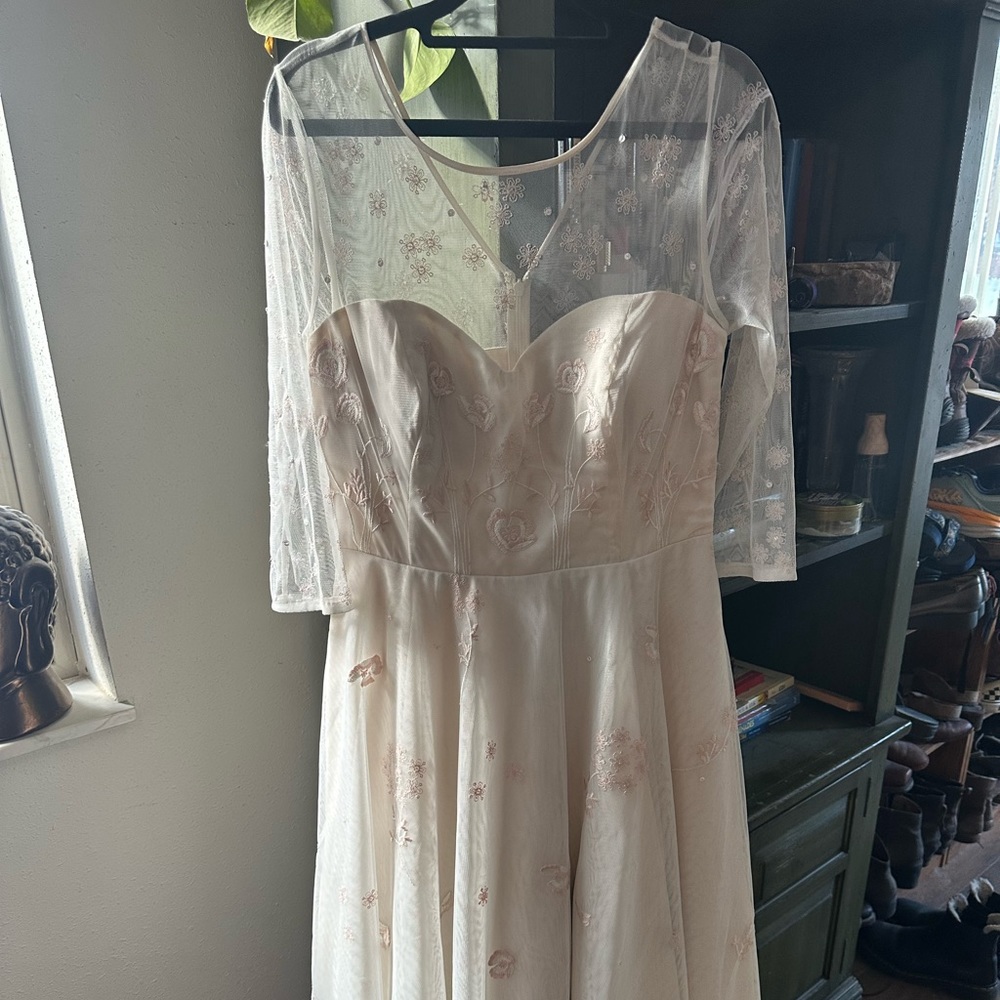 Beautiful embroidered flower wedding dress ModCloth